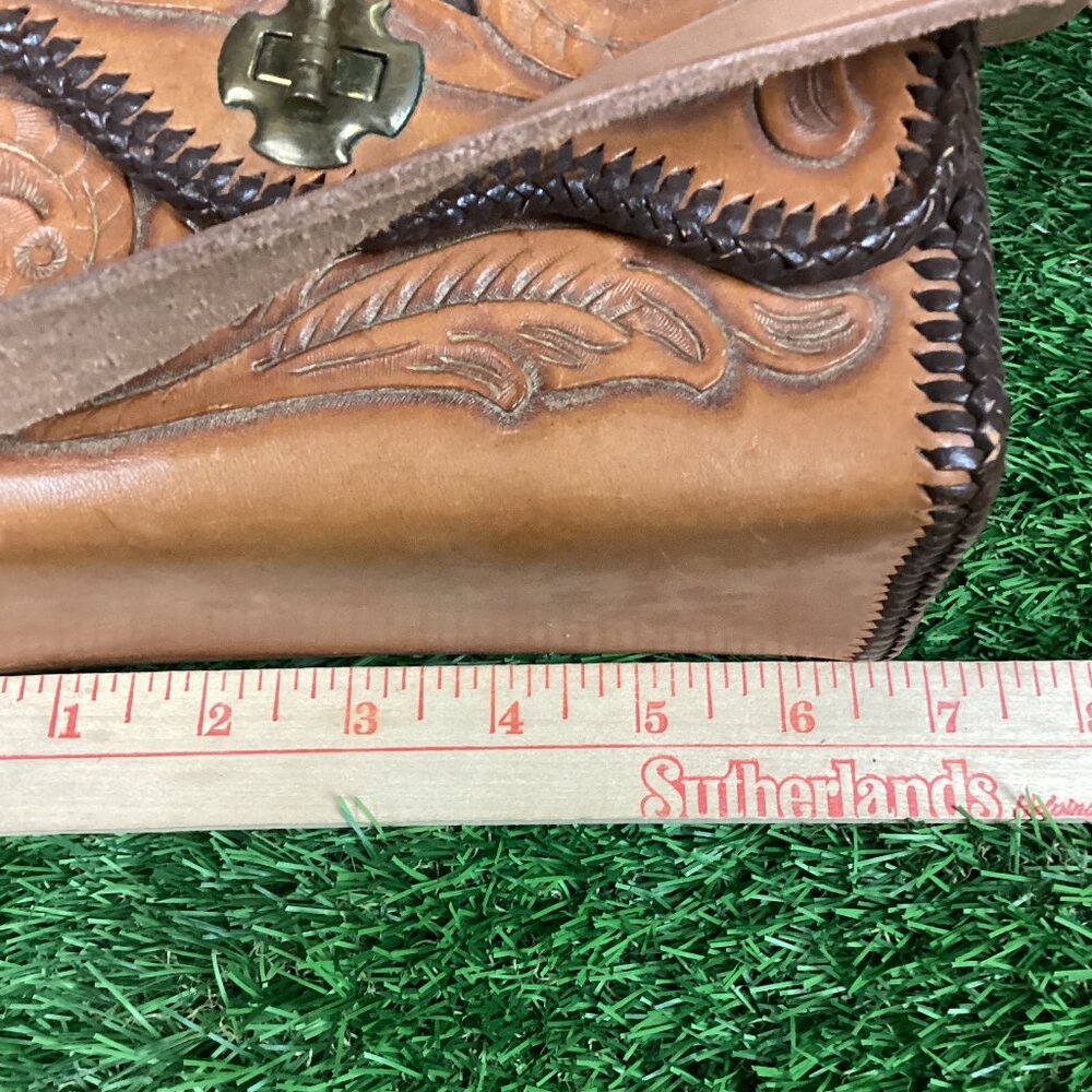 Vintage Hand Tooled Leather Hard Shell Bag - Picture 15 of 16